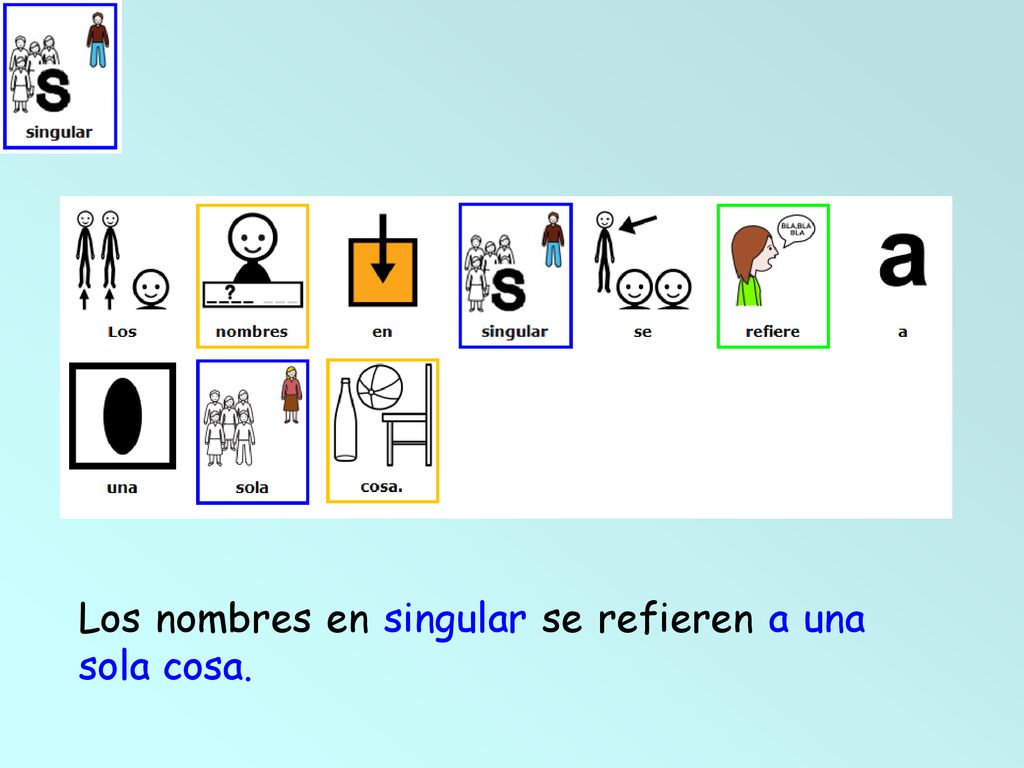 Los nombres en singular se refieren a una sola cosa.