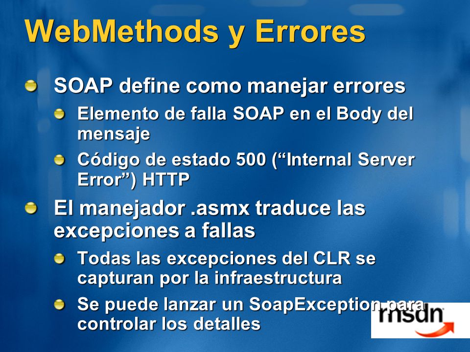 WebMethods y Errores SOAP define como manejar errores