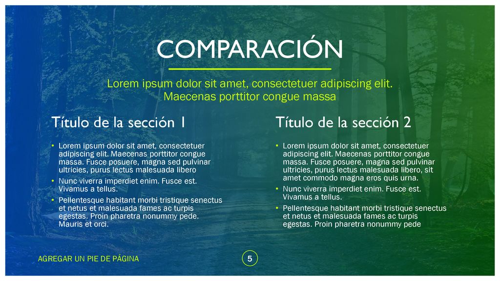 COMPARACIÓN Título de la sección 1 Título de la sección 2