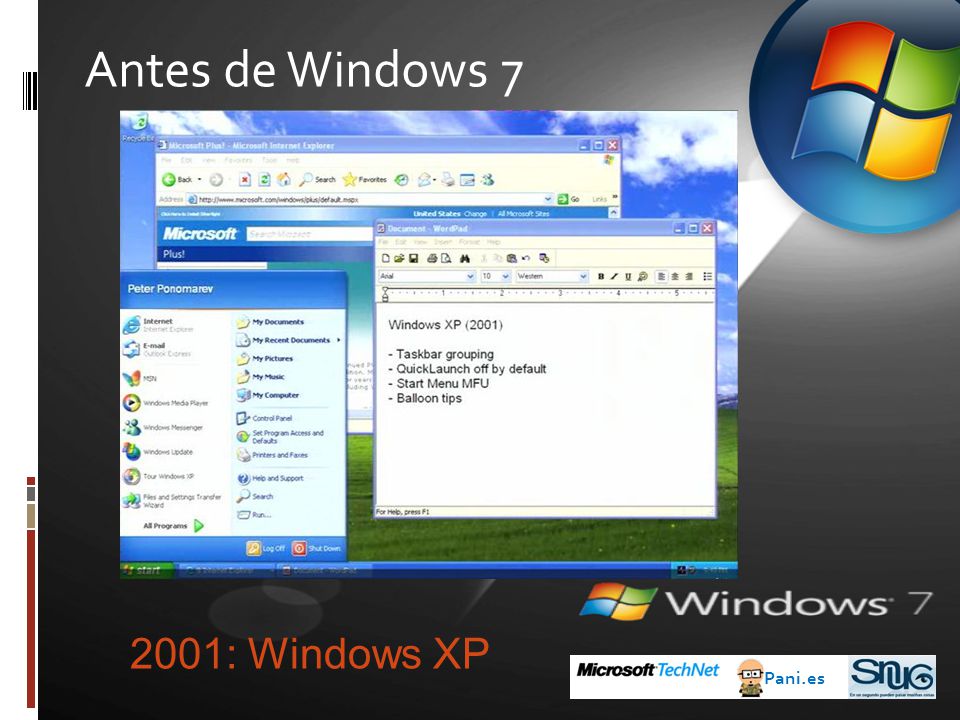 Antes de Windows : Windows XP Pani.es