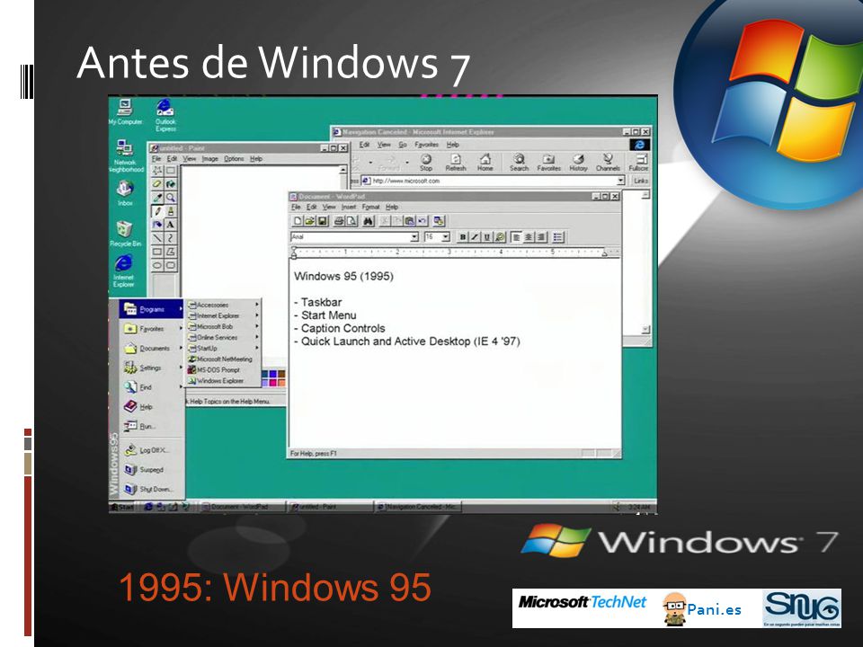 Antes de Windows : Windows 95 Pani.es