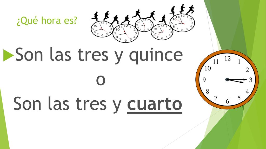 Son las tres y quince o Son las tres y cuarto ¿Qué hora es