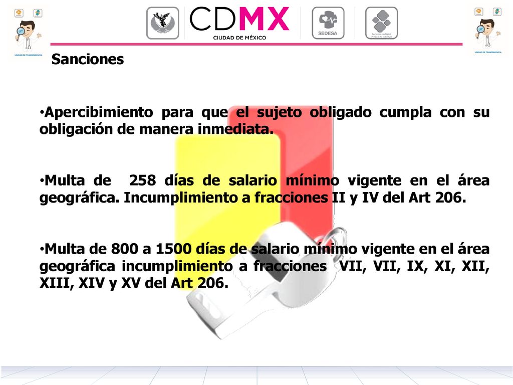 Sanciones Apercibimiento para que el sujeto obligado cumpla con su obligación de manera inmediata.