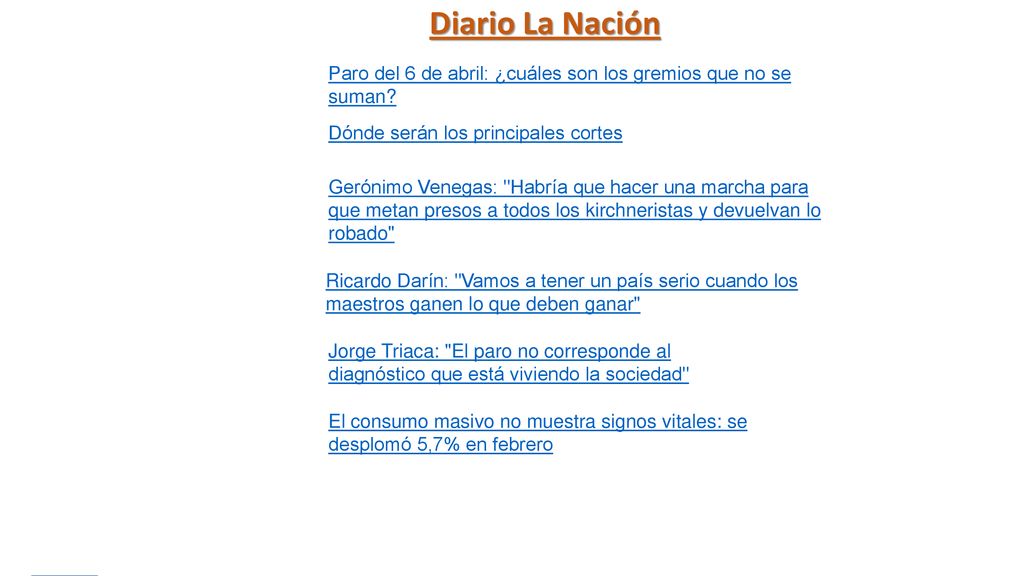 Diario La Nación Paro del 6 de abril: ¿cuáles son los gremios que no se suman Dónde serán los principales cortes.