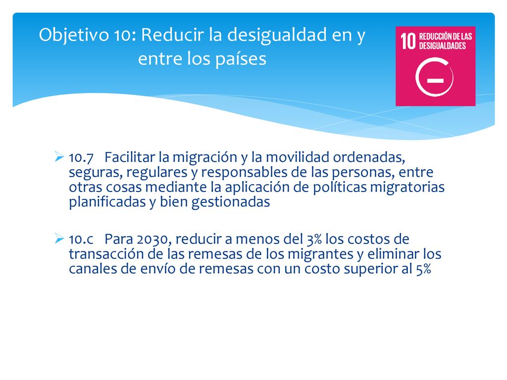 Objetivo 10: Reducir la desigualdad en y entre los países