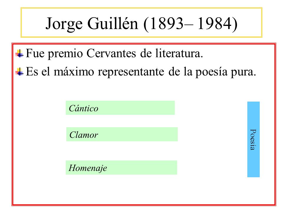 Jorge Guillén (1893– 1984) Fue premio Cervantes de literatura.