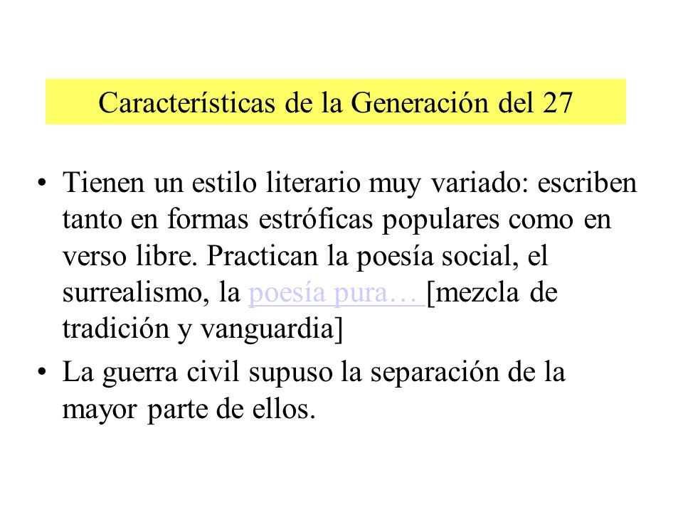Características de la Generación del 27