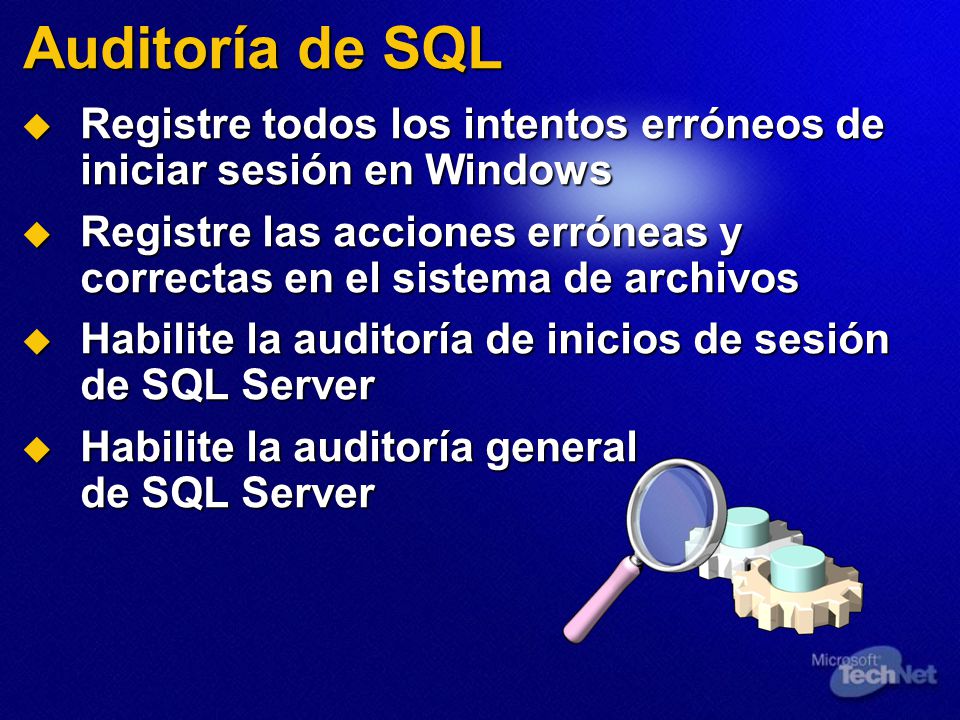 Auditoría de SQL Registre todos los intentos erróneos de iniciar sesión en Windows.