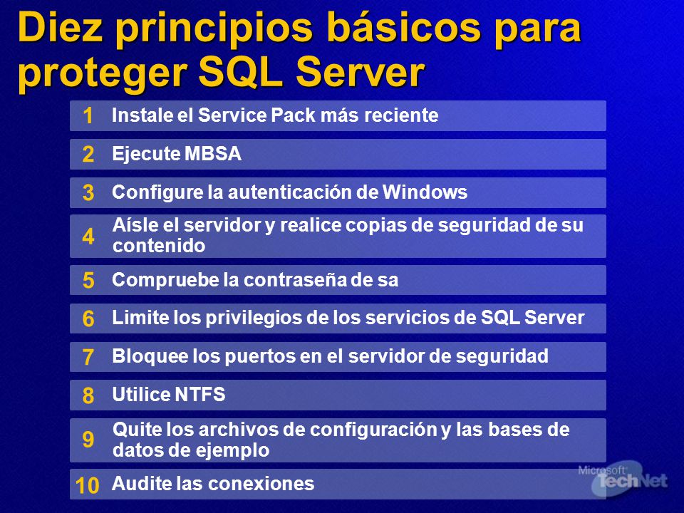 Diez principios básicos para proteger SQL Server