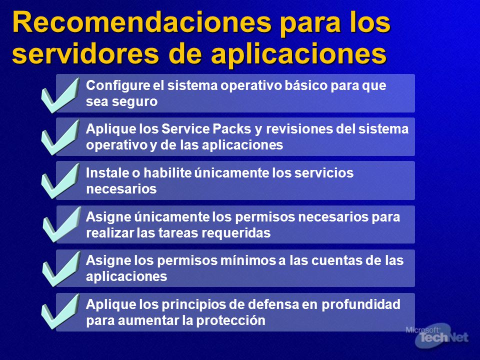 Recomendaciones para los servidores de aplicaciones