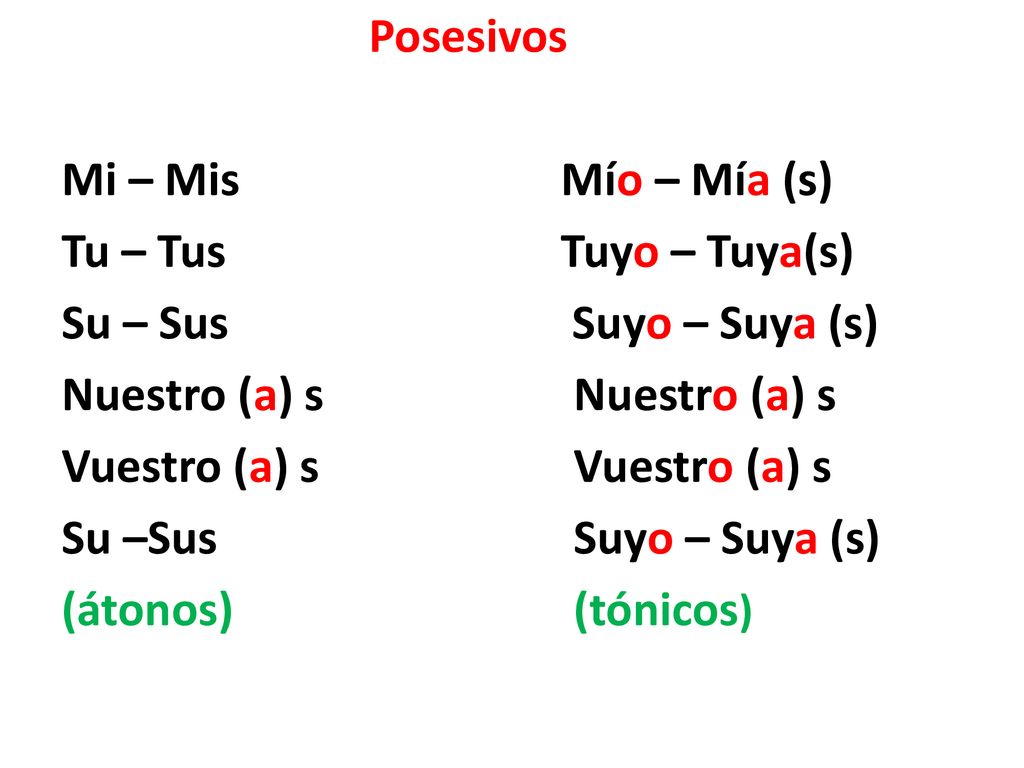 Nuestro (a) s Nuestro (a) s Vuestro (a) s Vuestro (a) s