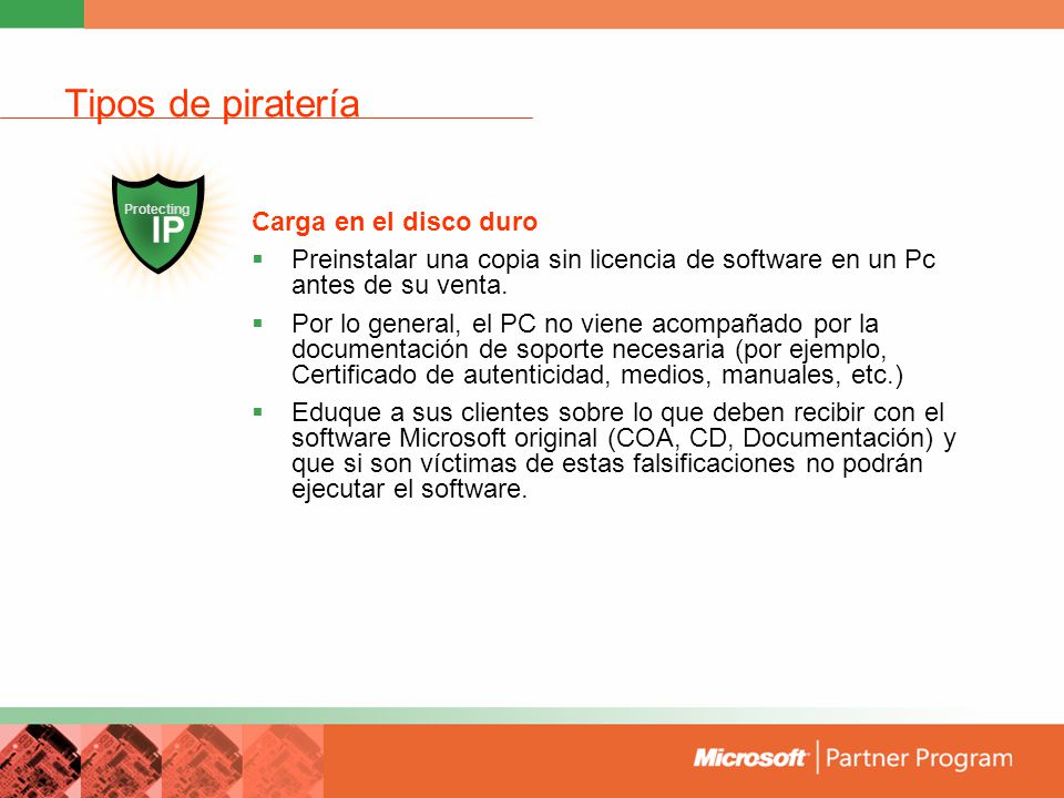 Tipos de piratería IP Carga en el disco duro