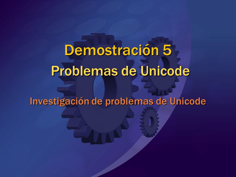 MGB 2003 Demostración 5 Problemas de Unicode Investigación de problemas de Unicode. © 2004 Microsoft Corporation. All rights reserved.