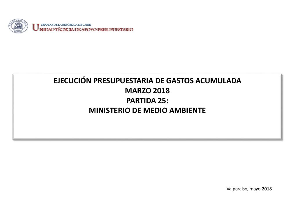 EJECUCIÓN PRESUPUESTARIA DE GASTOS ACUMULADA MARZO 2018 PARTIDA 25: MINISTERIO DE MEDIO AMBIENTE