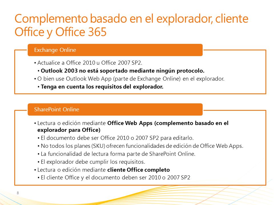 Complemento basado en el explorador, cliente Office y Office 365