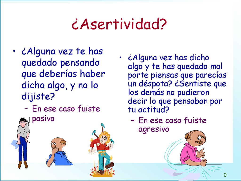 ¿Asertividad ¿Alguna vez te has quedado pensando que deberías haber dicho algo, y no lo dijiste En ese caso fuiste pasivo.