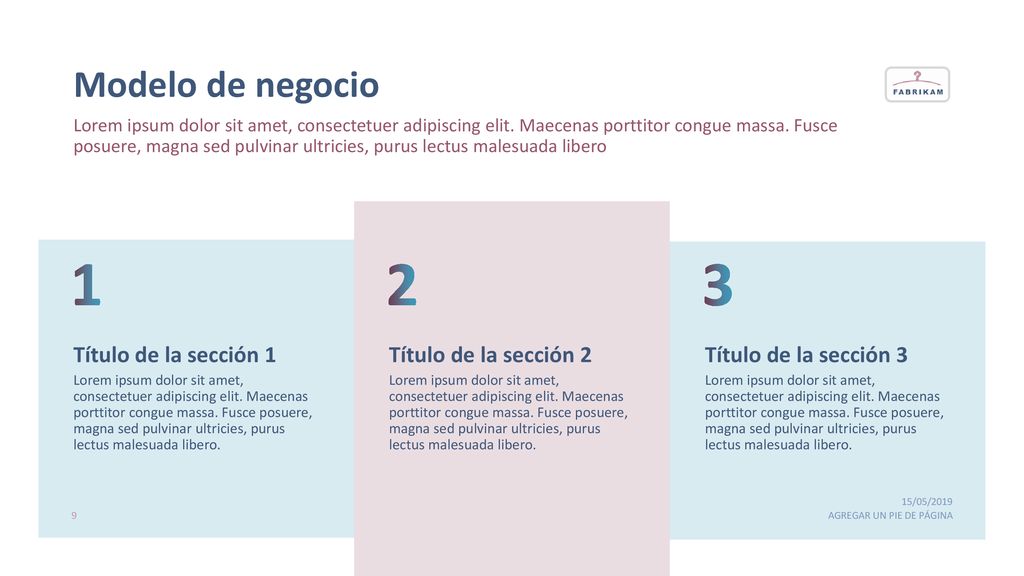 1 2 3 Modelo de negocio Título de la sección 1 Título de la sección 2
