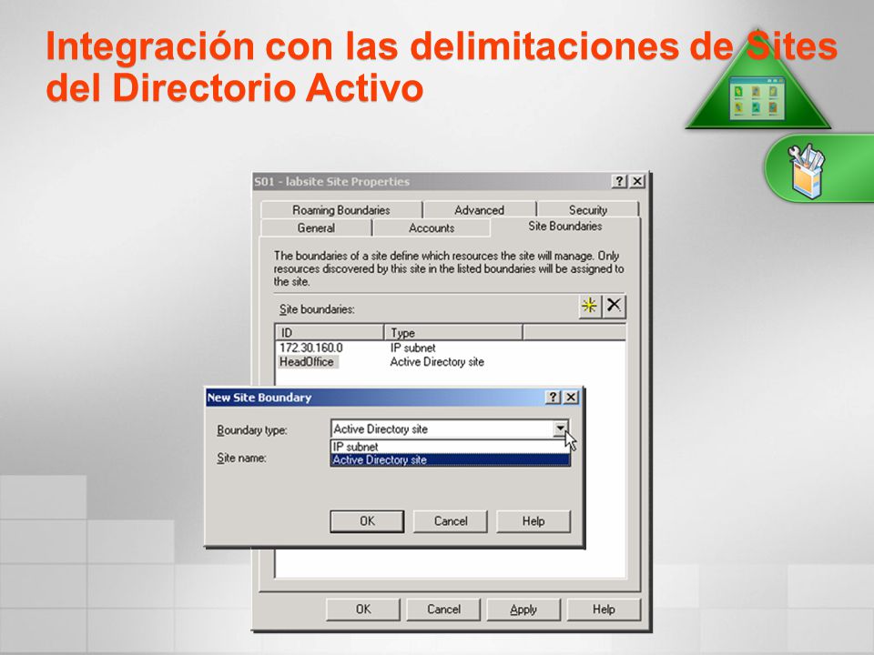 Integración con las delimitaciones de Sites del Directorio Activo