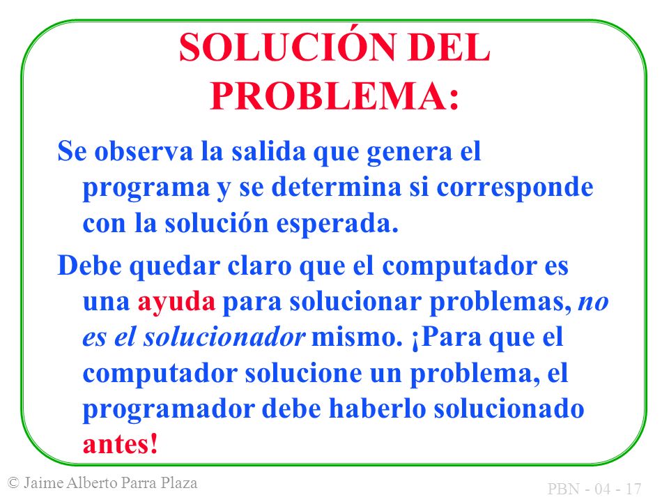 SOLUCIÓN DEL PROBLEMA: