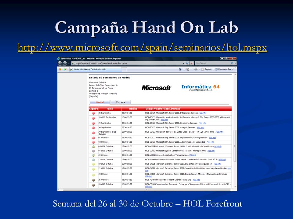 Semana del 26 al 30 de Octubre – HOL Forefront