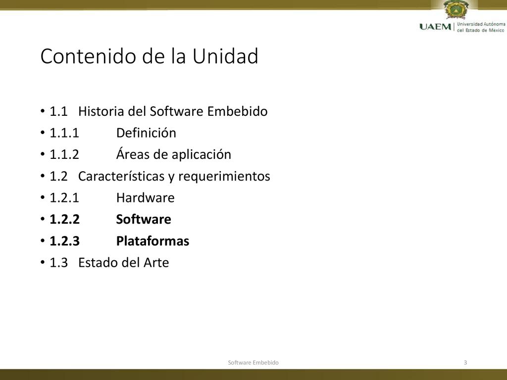 Contenido de la Unidad 1.1 Historia del Software Embebido