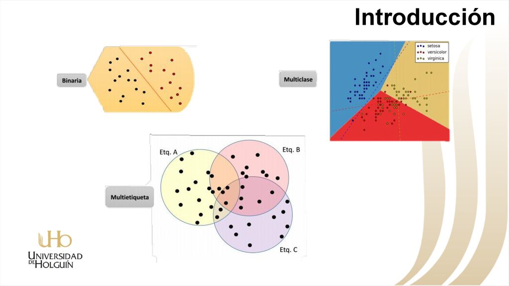 Introducción En la siguiente ilustración se muestra de manera gráfica la definición de clasificación y clasificación multietiqueta.