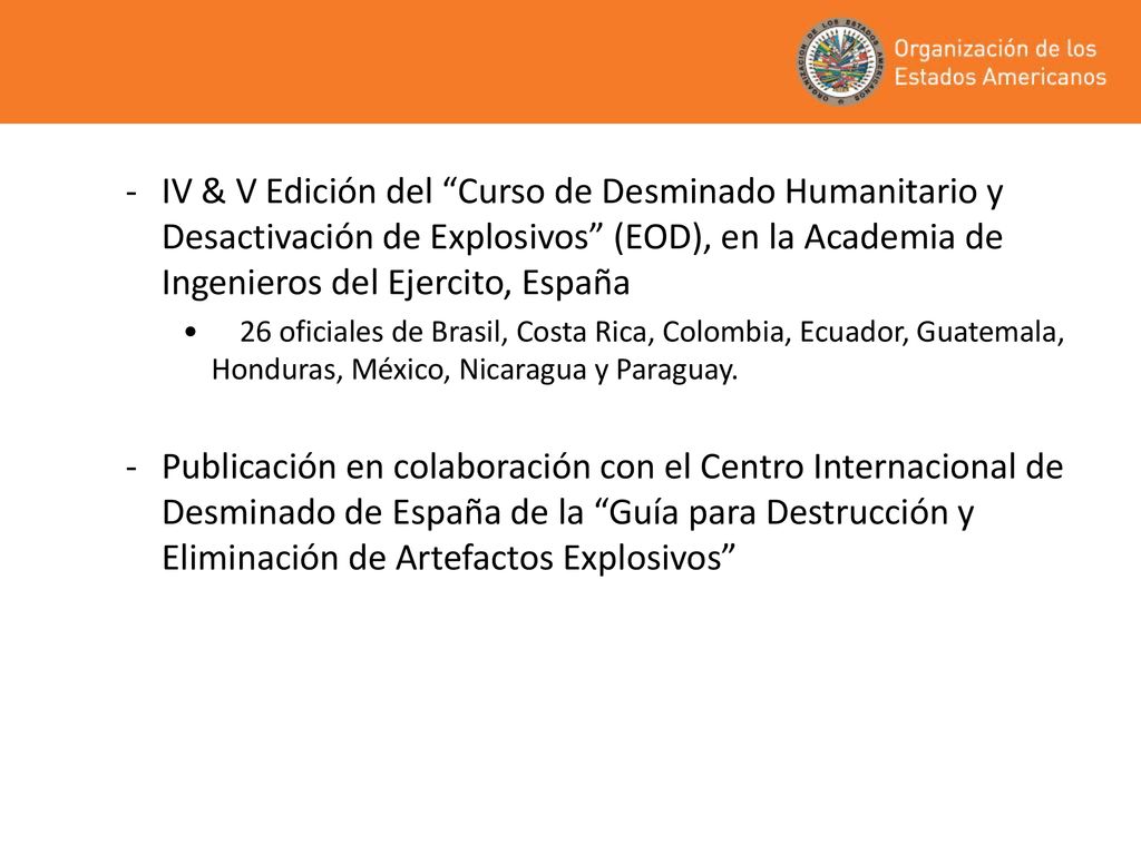 IV & V Edición del Curso de Desminado Humanitario y Desactivación de Explosivos (EOD), en la Academia de Ingenieros del Ejercito, España