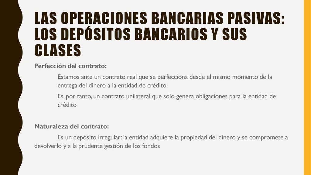 Las operaciones bancarias pasivas: los depósitos bancarios y sus clases