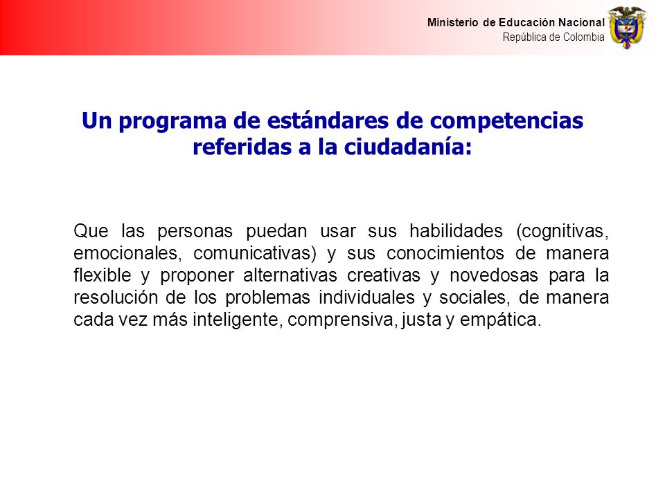 Un programa de estándares de competencias referidas a la ciudadanía: