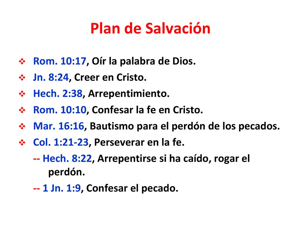Plan de Salvación Rom. 10:17, Oír la palabra de Dios.