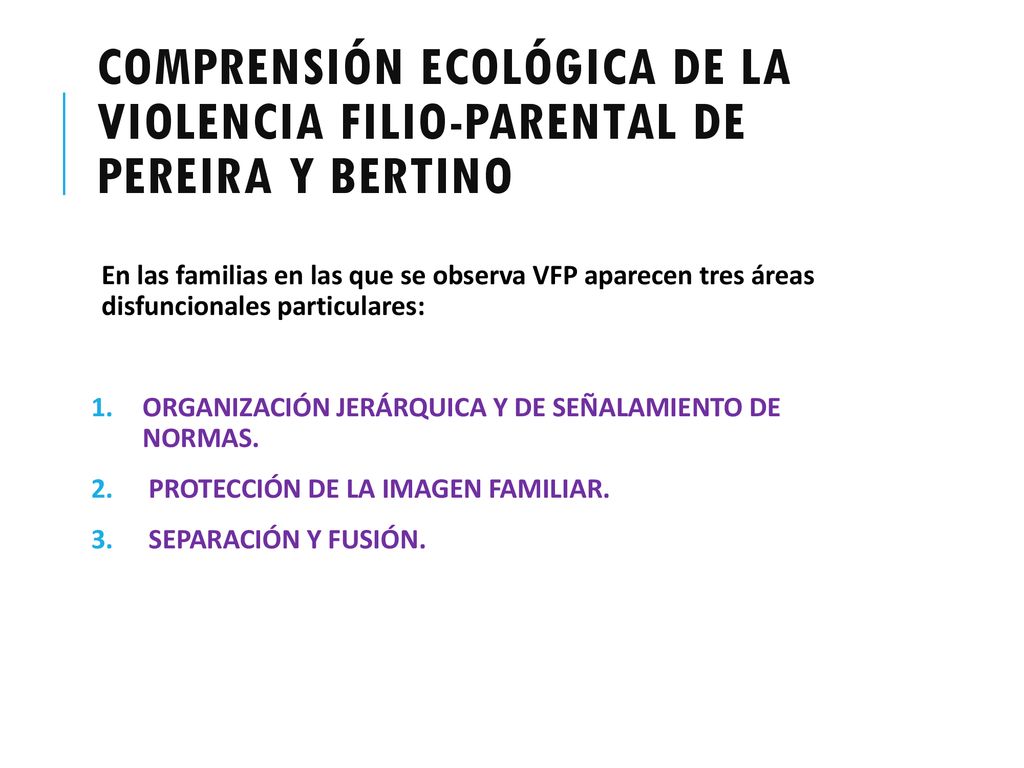 Comprensión Ecológica de la Violencia Filio-Parental de Pereira y Bertino