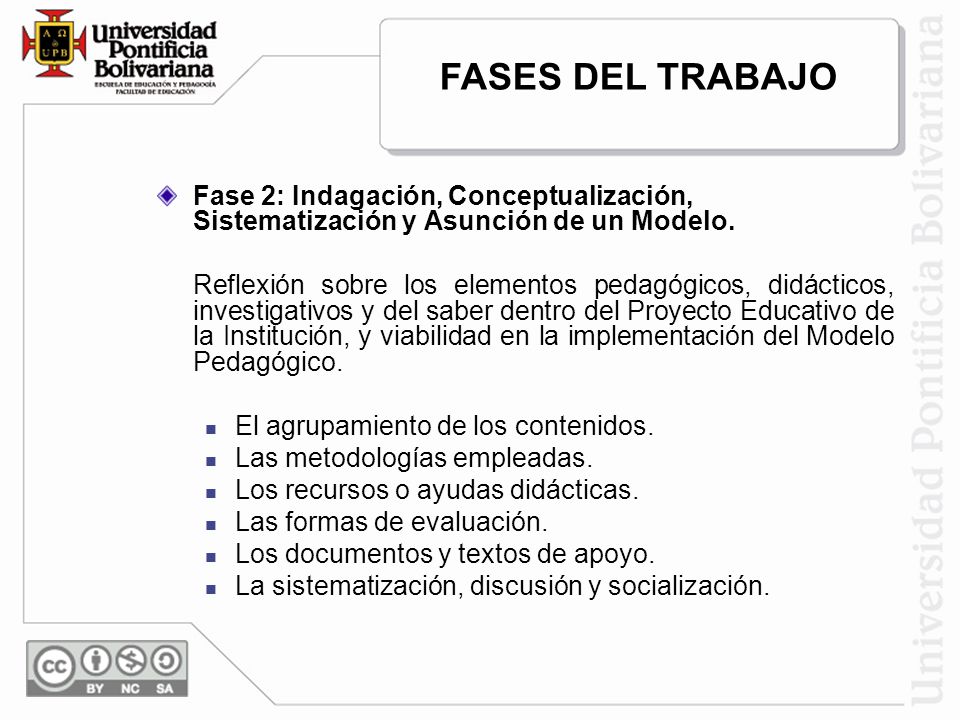 FASES DEL TRABAJO Fase 2: Indagación, Conceptualización, Sistematización y Asunción de un Modelo.