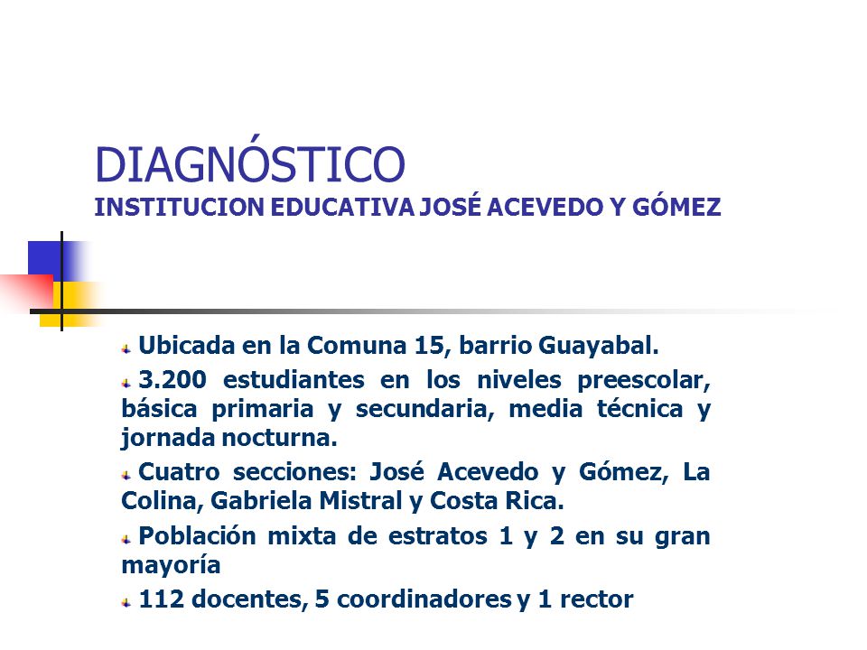 DIAGNÓSTICO INSTITUCION EDUCATIVA JOSÉ ACEVEDO Y GÓMEZ
