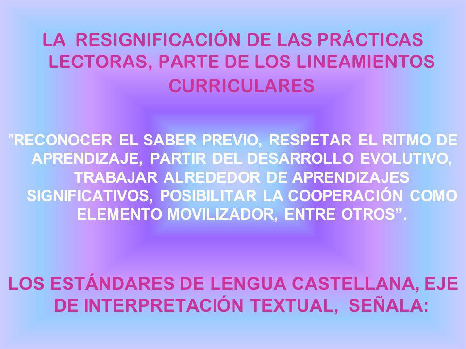 LA RESIGNIFICACIÓN DE LAS PRÁCTICAS LECTORAS, PARTE DE LOS LINEAMIENTOS CURRICULARES