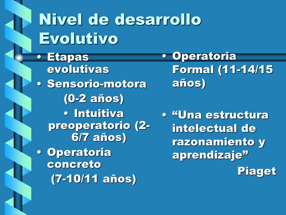 Nivel de desarrollo Evolutivo