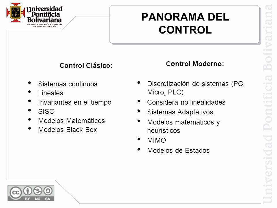PANORAMA DEL CONTROL Control Moderno: Control Clásico: