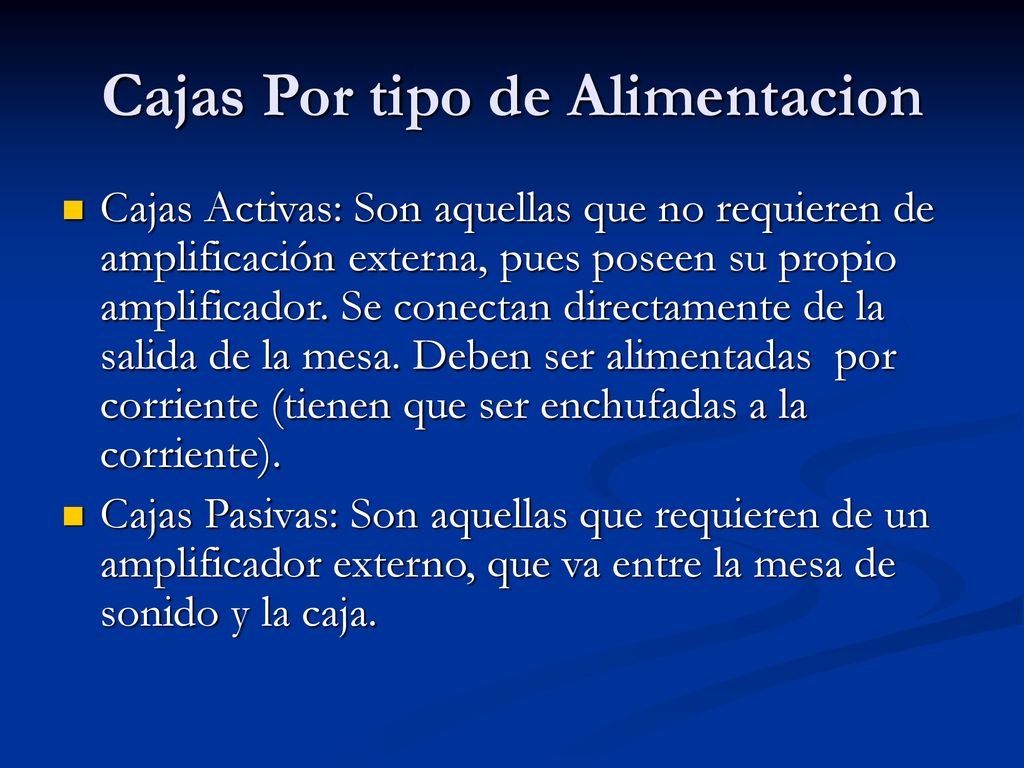 Cajas Por tipo de Alimentacion