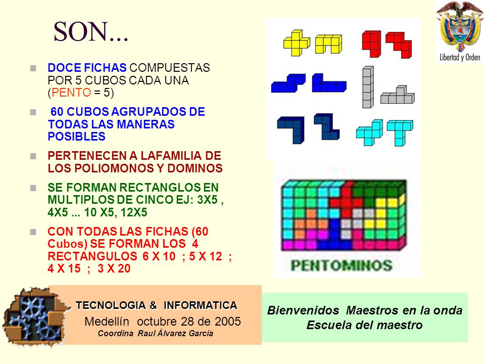 SON... DOCE FICHAS COMPUESTAS POR 5 CUBOS CADA UNA (PENTO = 5)