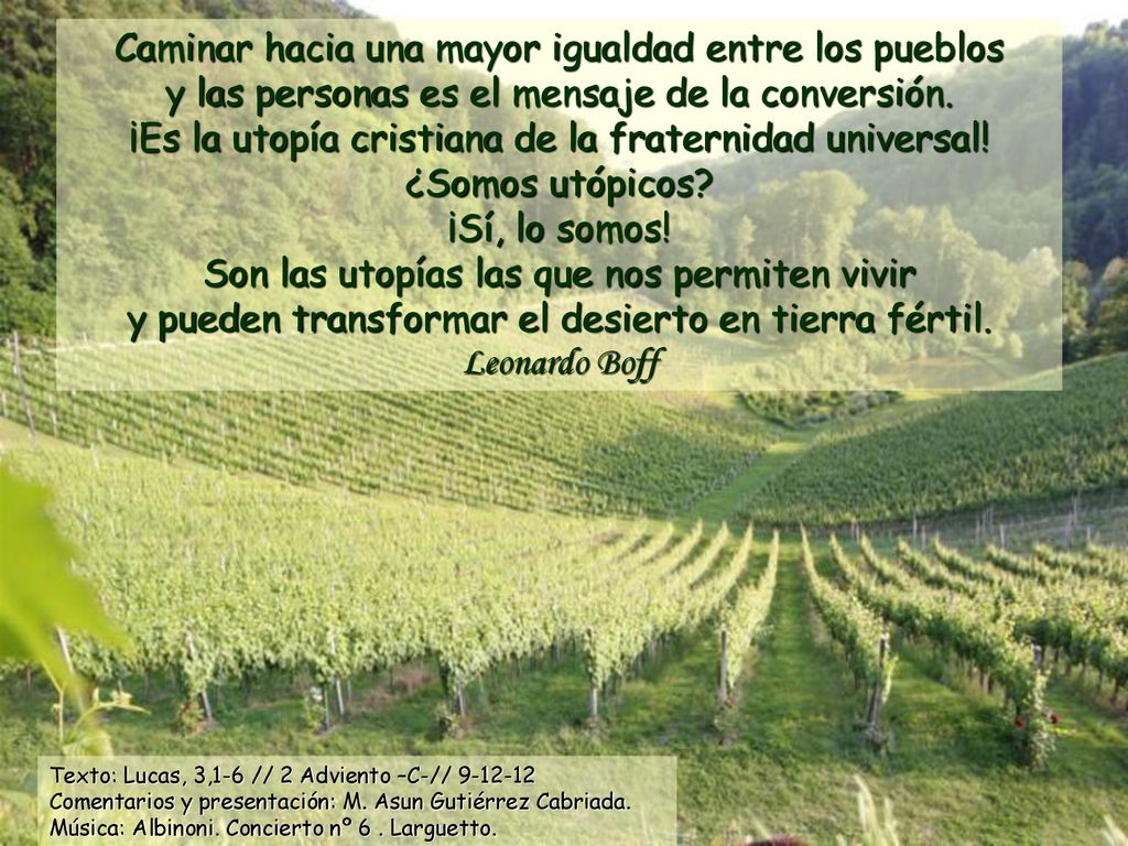 ¡Es la utopía cristiana de la fraternidad universal! ¿Somos utópicos