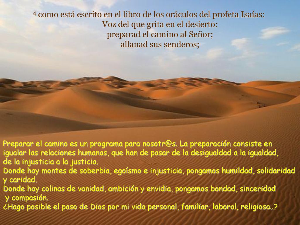 4 como está escrito en el libro de los oráculos del profeta Isaías: