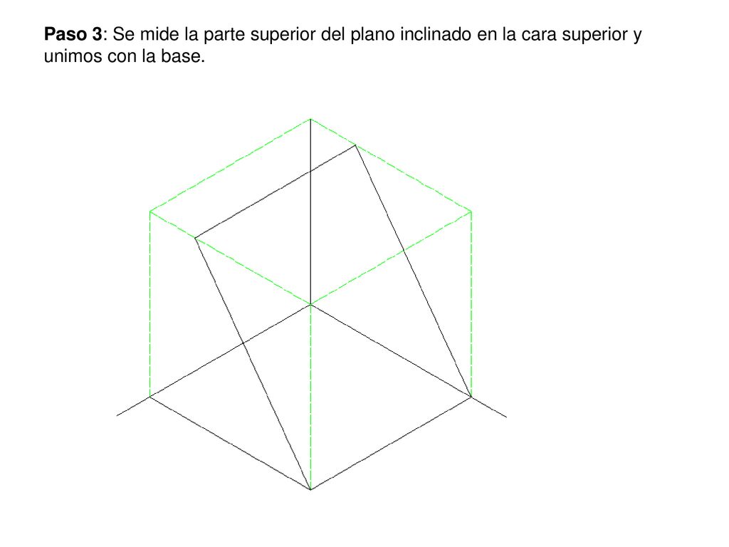 Paso 3: Se mide la parte superior del plano inclinado en la cara superior y unimos con la base.