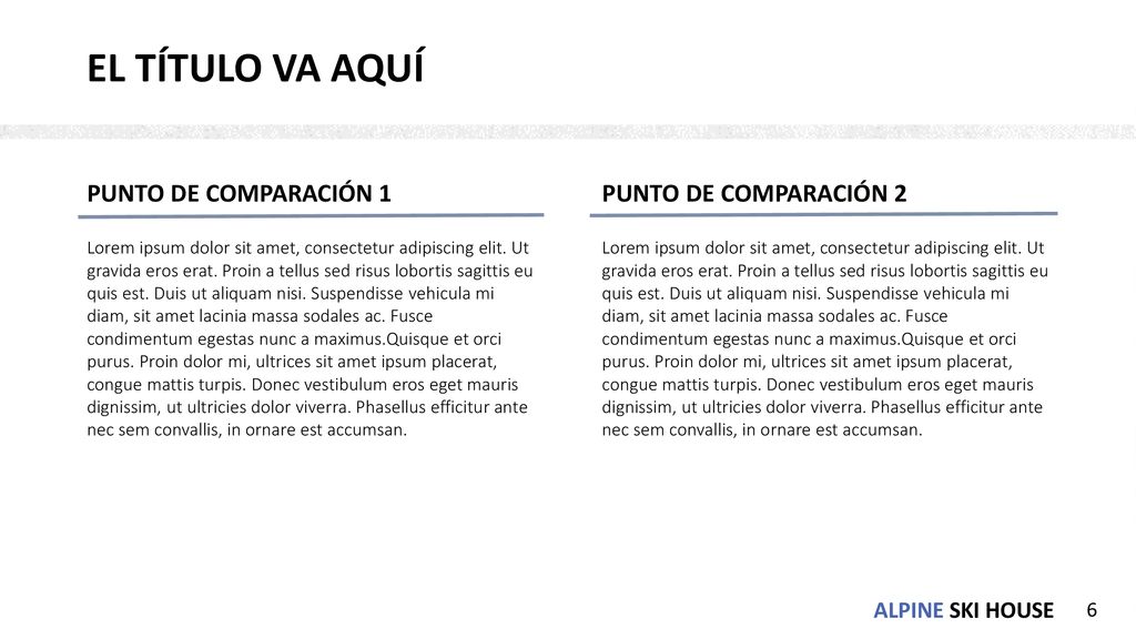 EL TÍTULO VA AQUÍ PUNTO DE COMPARACIÓN 1 PUNTO DE COMPARACIÓN 2