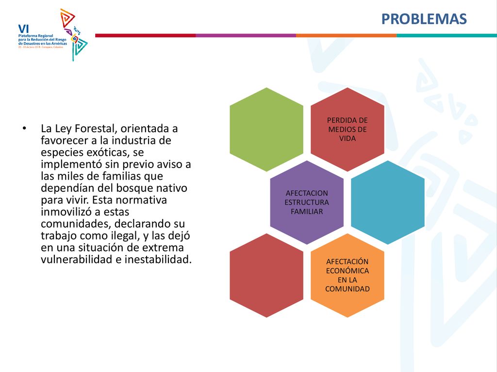 PROBLEMAS PERDIDA DE MEDIOS DE VIDA. AFECTACION ESTRUCTURA FAMILIAR. AFECTACIÓN ECONÓMICA EN LA COMUNIDAD.