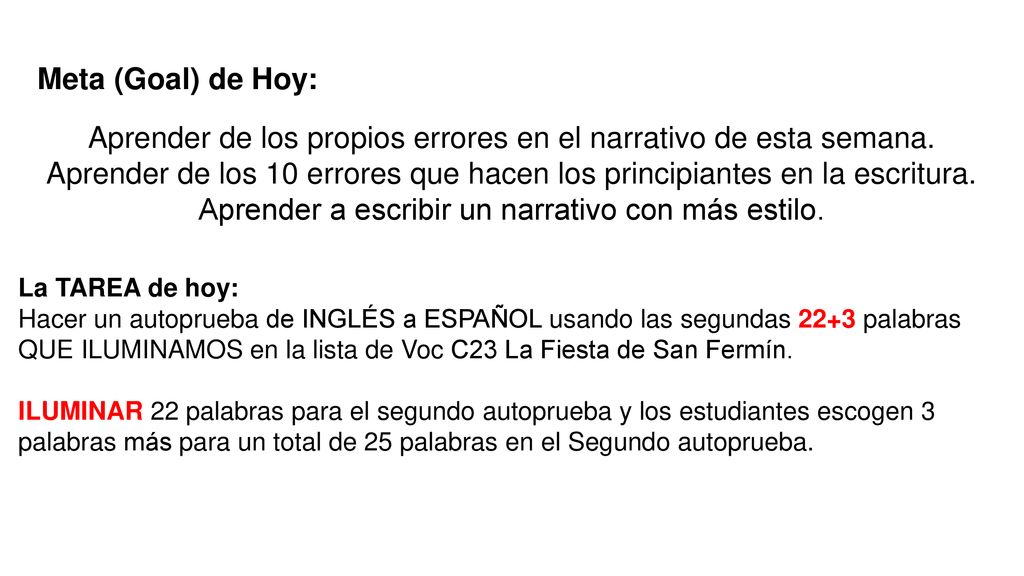 Aprender de los propios errores en el narrativo de esta semana.