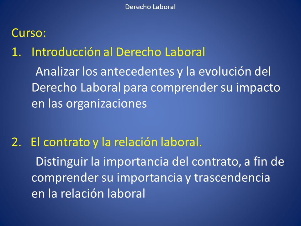 Introducción al Derecho Laboral
