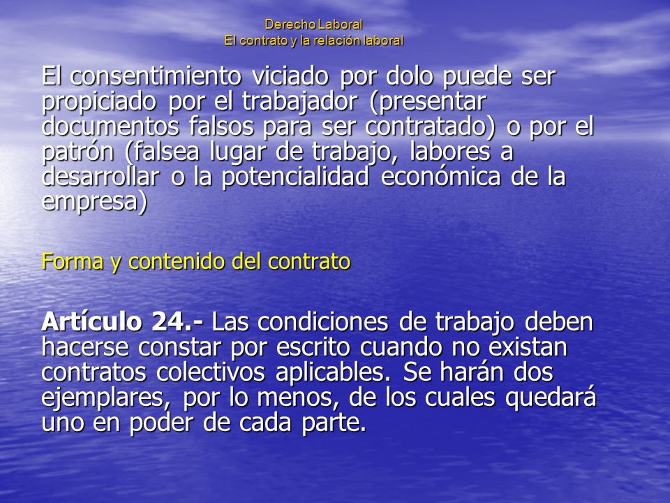 Derecho Laboral El contrato y la relación laboral