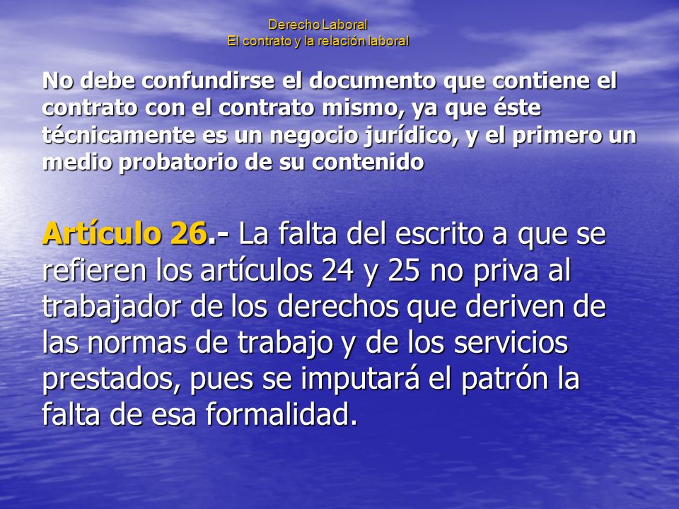 Derecho Laboral El contrato y la relación laboral