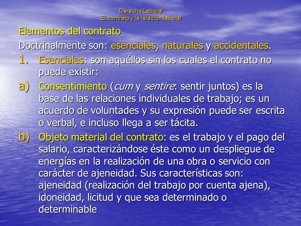 Derecho Laboral El contrato y la relación laboral