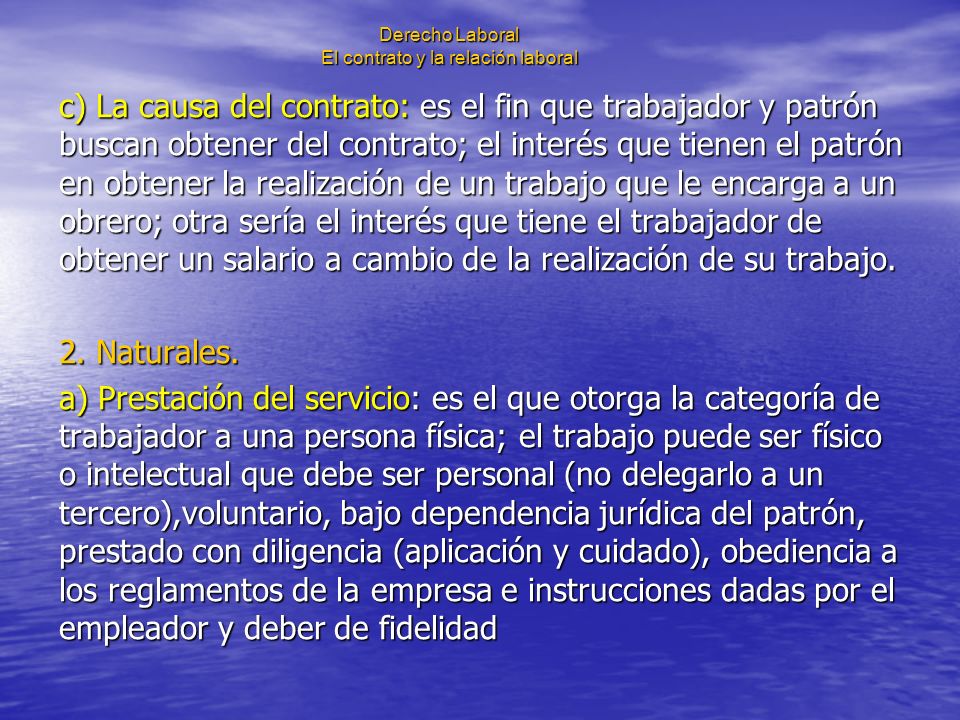 Derecho Laboral El contrato y la relación laboral