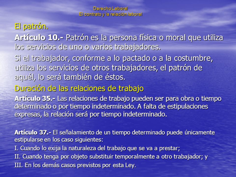 Derecho Laboral El contrato y la relación laboral